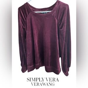 VERA WANG VELOUR TOP WOMEN’S RED
